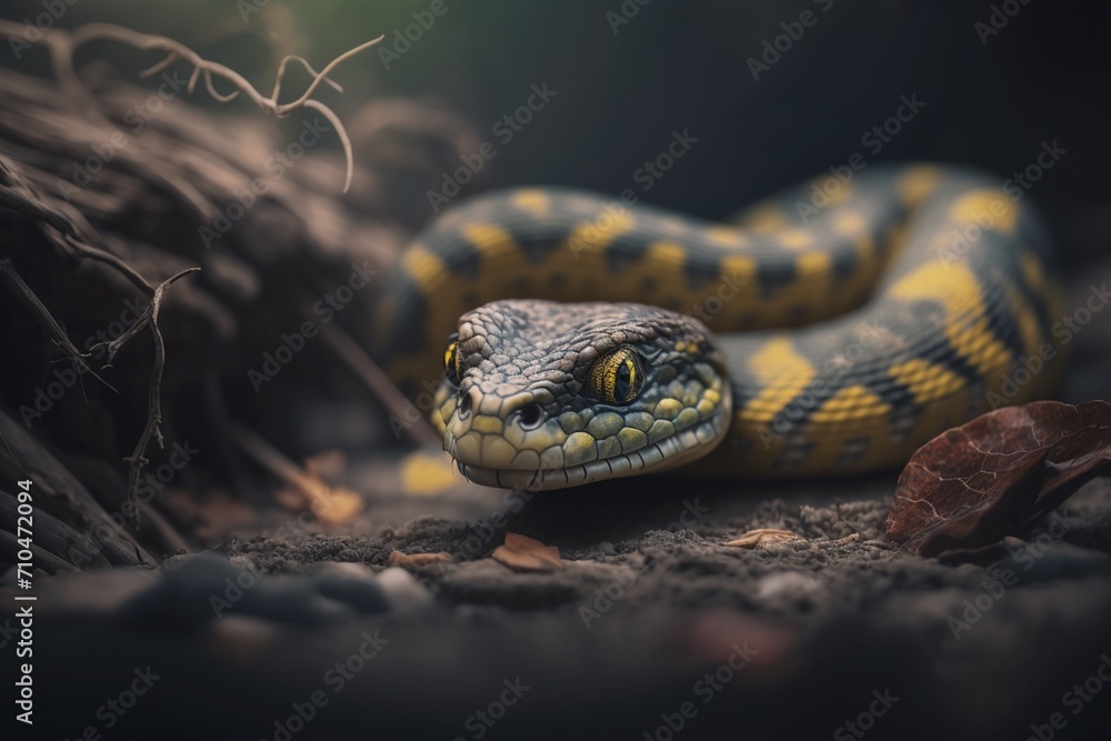 Serpentine Elegance: A Mesmerizing Close-Up of a Snake, Showcasing Nature's Grace and Intricate Patterns. Images of Reptilian Beauty and Breathtaking Details. Serpentine Elegance: A Mesmerizing Close-Up of a Snake, Showcasing Nature's Grace and Intricate Patterns. Images of Reptilian Beauty and Breathtaking Details.