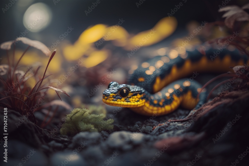 Obraz premium Serpentine Elegance: A Mesmerizing Close-Up of a Snake, Showcasing Nature's Grace and Intricate Patterns. Images of Reptilian Beauty and Breathtaking Details.