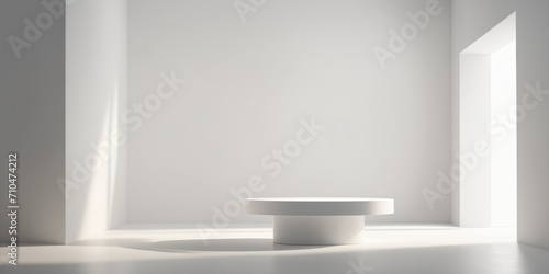 Abstract white round stand for product presentation on white background