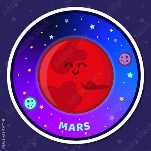 Sticker planeta marte adorable