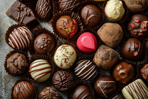 A box of Valentines chocolate sweets in different shapes and flavors