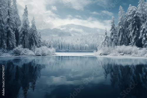 Blue lake winter landscape © Evgeny
