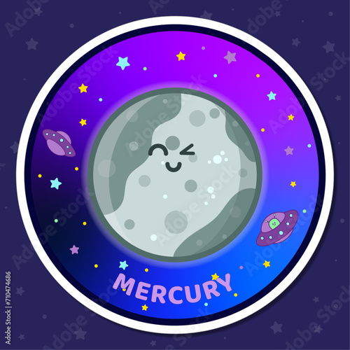 Sticker planeta Mercurio adorable