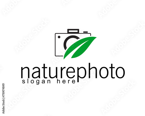 company camera and leaf logo design template
