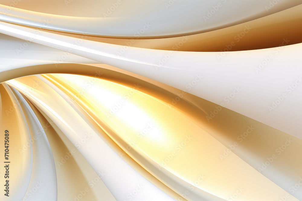 Fototapeta premium Abstract futuristic white and gold wavy background