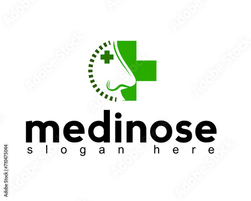 nose with medical plus logo design template