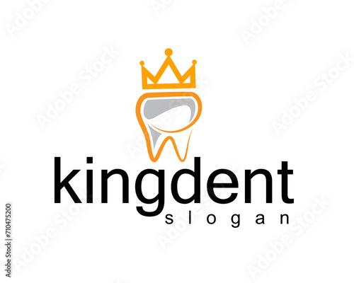 abstract tooth with crown on it logo design template