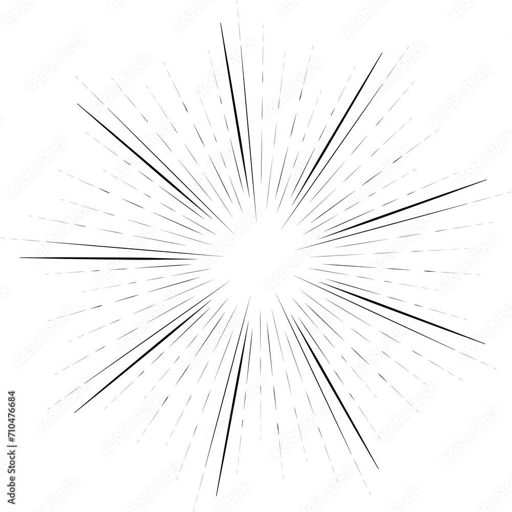 Obraz premium Sunburst style isolated illustration on transparent background.