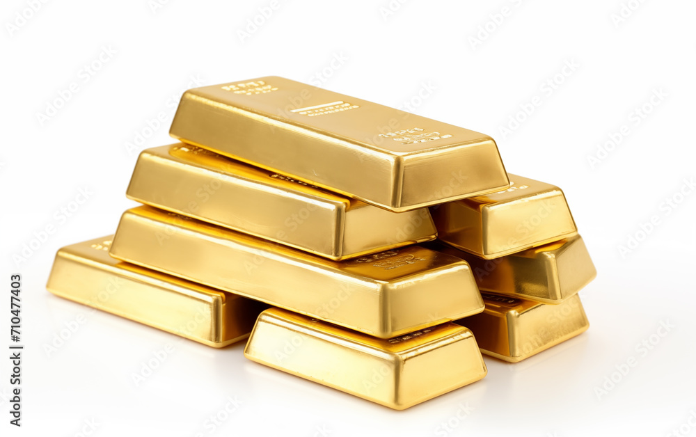 Gold bars on white background,created with Generative AI tecnology. Gold bars on white background,created with Generative AI tecnology.