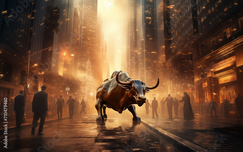 Financial stock market bull market concept illustration,created with Generative AI tecnology. 