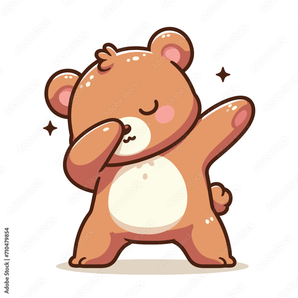 Bear dabbing pose cartoon illustration flat background Bear dabbing pose cartoon illustration flat background