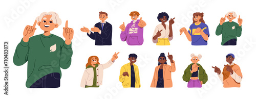 Картината върху платно People pointing with finger set