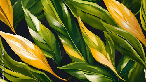 The oil painting tea leaves with lemon brush strokes. Digital illustration created with Generative AI