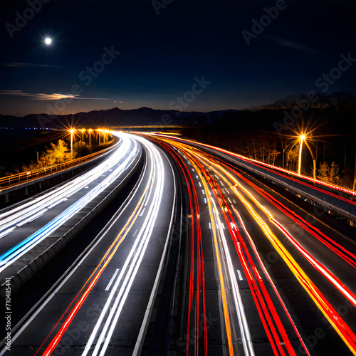 Night light trails, AI-generatet