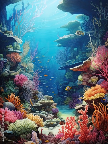 Coral Reefs Fantasy: Captivating Underwater Ecosystems Wall Art
