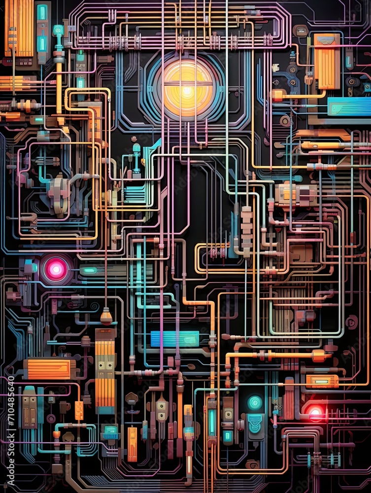 Cybernetic Circuit Art: Hi-Tech Wall Prints for Futuristic Displays