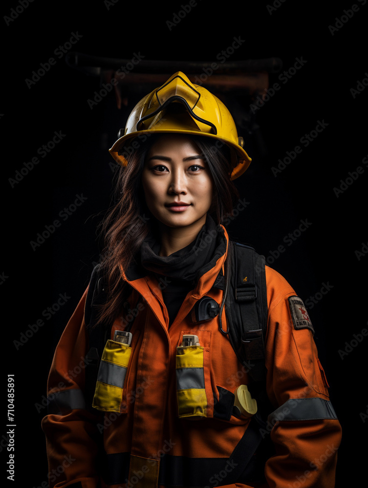 Fototapeta premium Asian Woman Firefighter