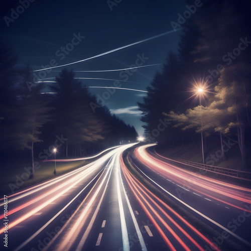 Night light trails, AI-generatet