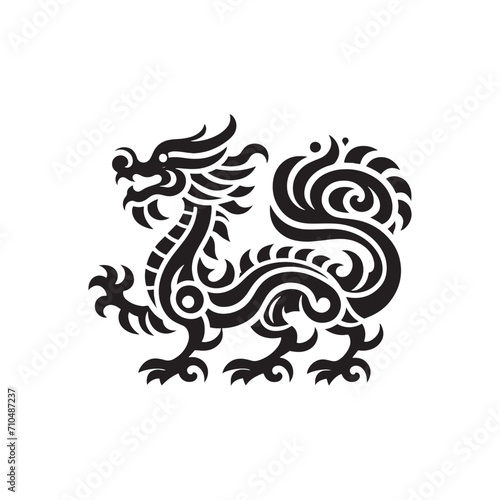 Mythical Shadows Brought to Life: A Captivating Journey through Chinese Dragon Silhouette Stock Collection - Chinese New Year Silhouette - Chinese Dragon Vector Stock 