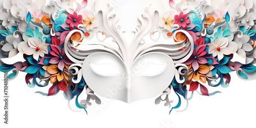 Carnival mask with feathers with colorful, Golden carnival mask, Venice carnival , 3d mask photo