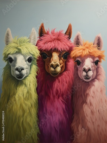 Furry Alpacas: Vibrant Farm Animals Wall Art for Animal Lovers © Michael
