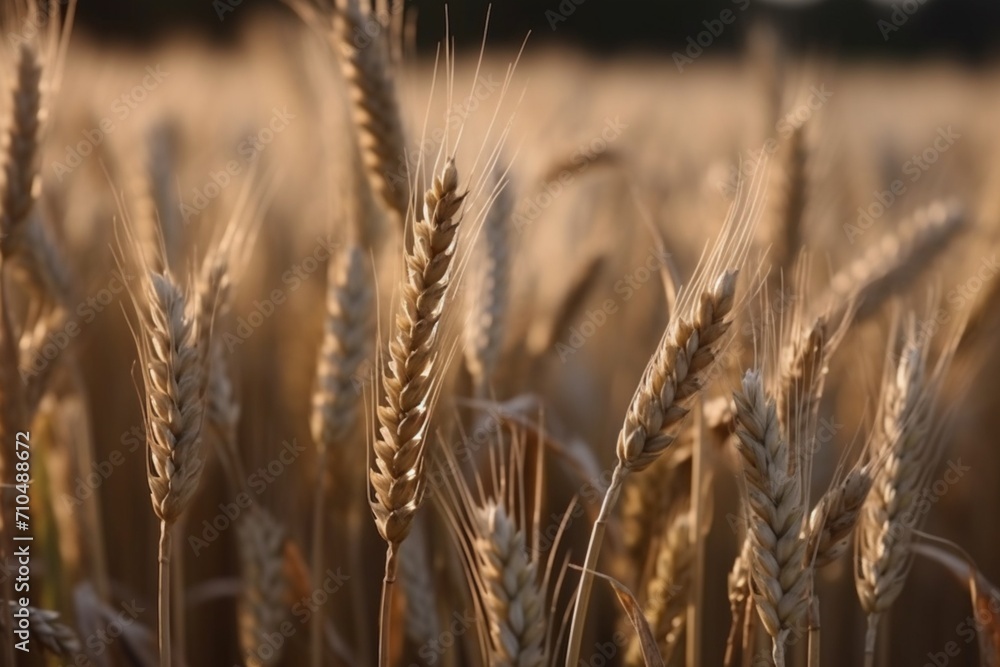 Obraz premium Summer's Golden Embrace: A Captivating View of a Wheat Field Basking in Sunlight. Representing the Warmth and Bounty of Summer Harvests.