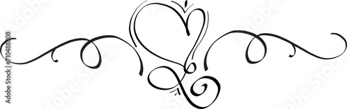 Decorative calligraphic elements for decoration illustration on transparent background.