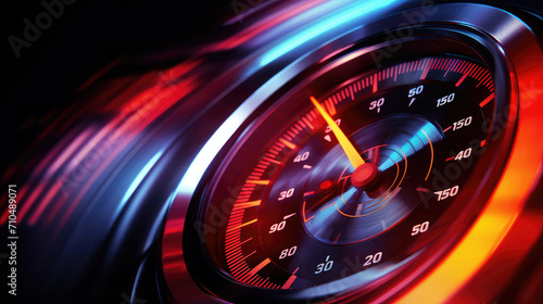 A Photo of classic watch with neon glowing light effect background on black