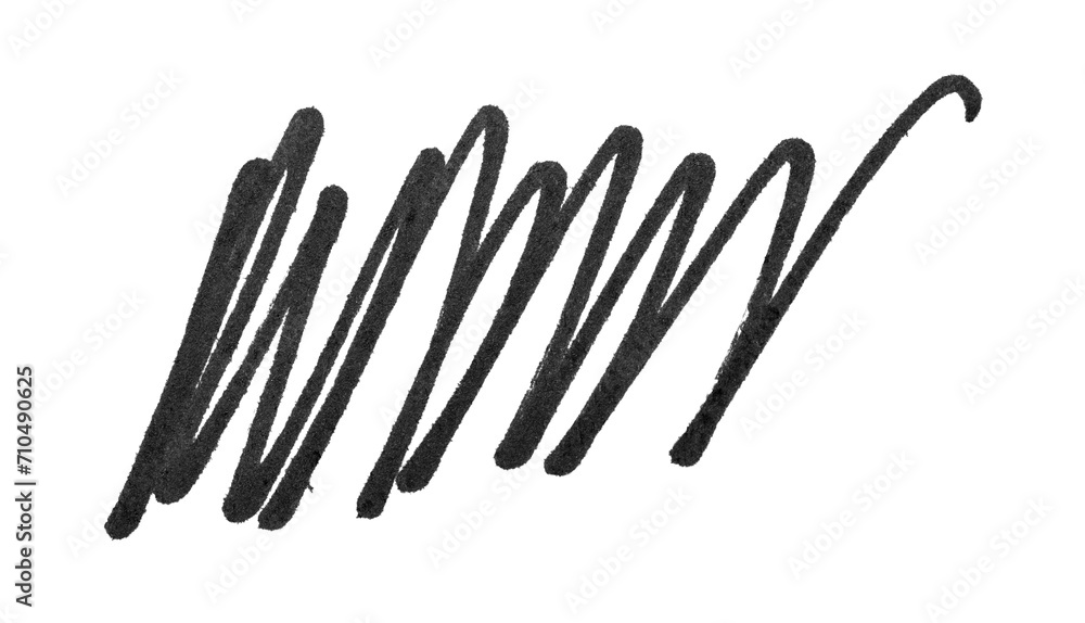 Realistic rough black marker. Set of ink lines. The doodle is drawn on a white isolated background with a black marker. Hand painted. Black marker on paper isolated on white background