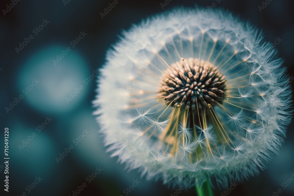 Fototapeta premium Dandelion Whispers: Captivating Close-Up of Nature's Delicate Beauty, a Mesmerizing Dance of Seeds. Perfect for Adding an Air of Ethereal Charm