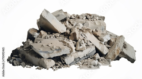 concrete rubble on a white background. generated by ai