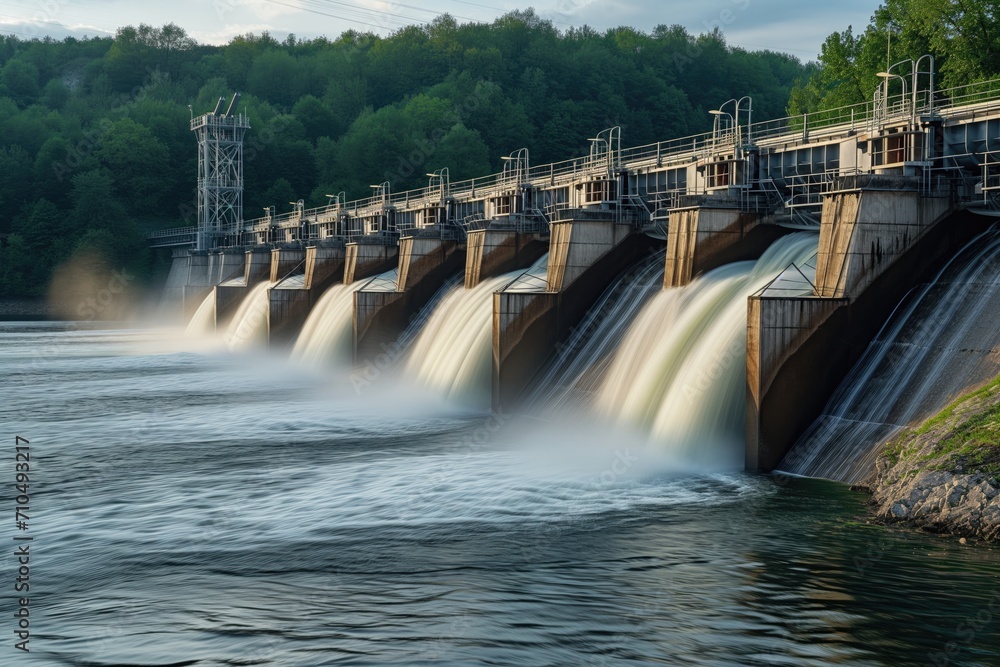 Hydroelectric Dam Harnesses Water Power, Representing Renewable Energy Resource Hydroelectric Dam Harnesses Water Power, Representing Renewable Energy Resource