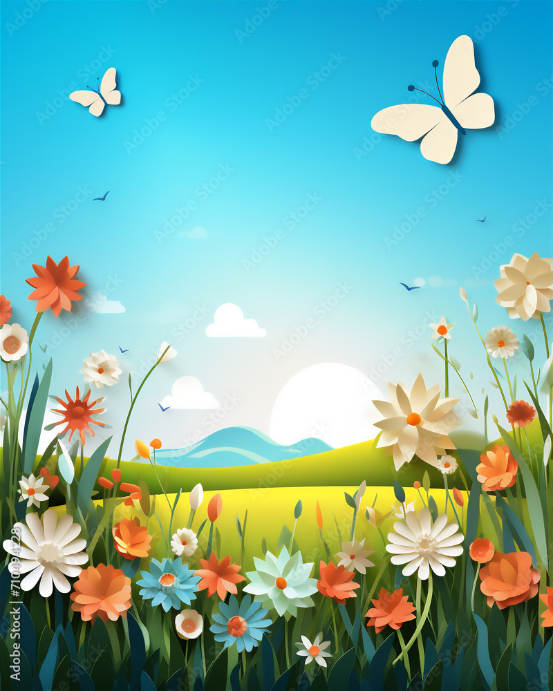 spring flowers and butterflies in the meadow spring flowers and butterflies in the meadow