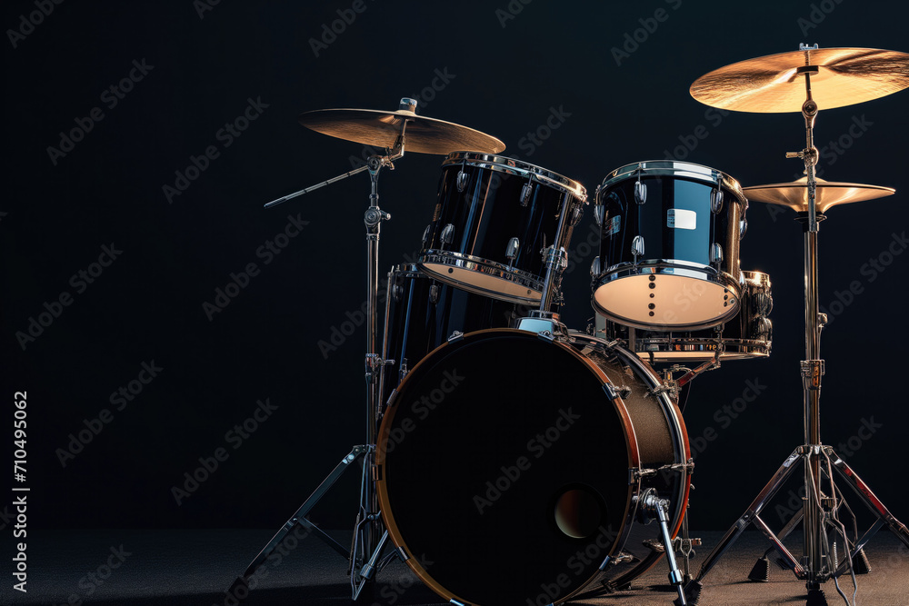 Black Background Enhances Drum Kit's Presence Black Background Enhances Drum Kit's Presence