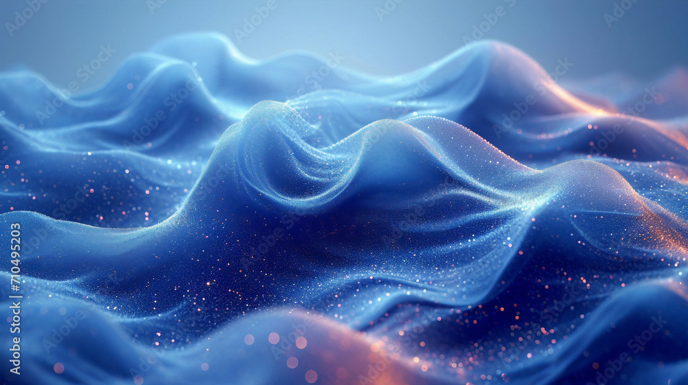 Obraz premium Abstract wavy blue smooth waves background, wallpaper design. Generative AI