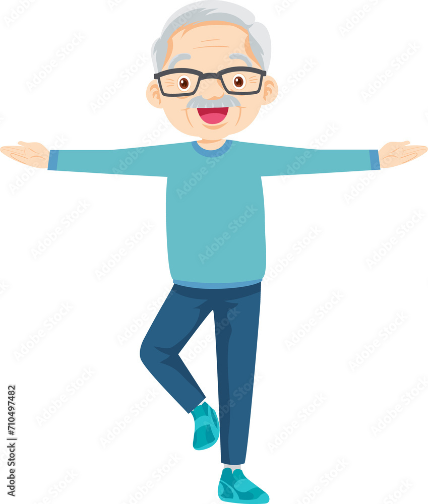 elderly man on exercise. grandfather actions to move the body healthy elderly man on exercise. grandfather actions to move the body healthy