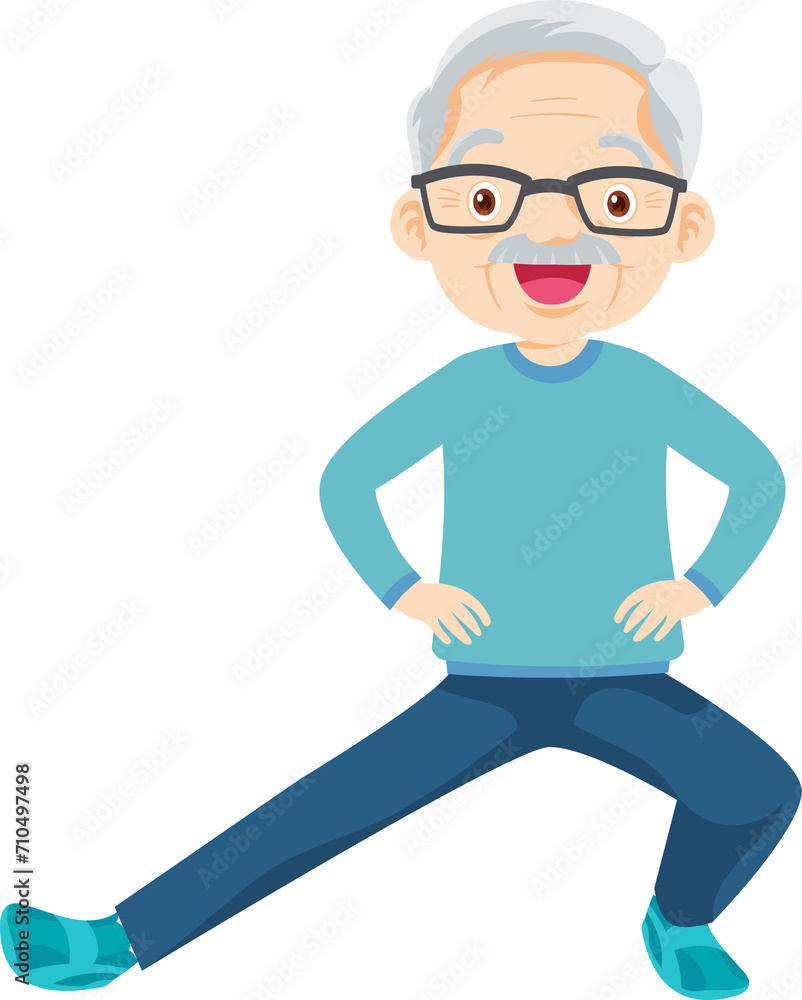 elderly man on exercise. grandfather actions to move the body healthy elderly man on exercise. grandfather actions to move the body healthy