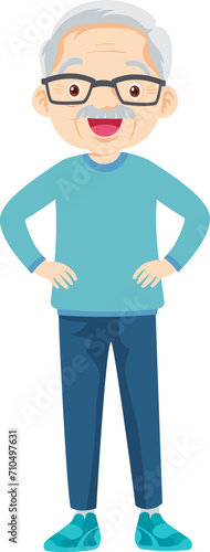 elderly man on exercise. grandfather actions to move the body healthy