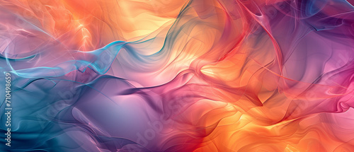 Vibrant Abstract Waves of Color: An Artistic Confluence of Red, Orange, and Blue Hues