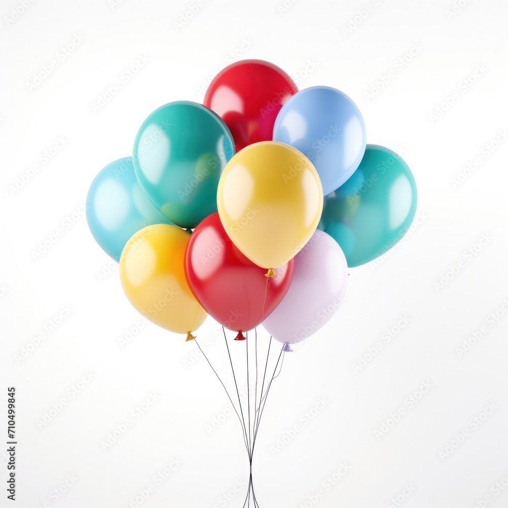 colorful balloons floationg on white background