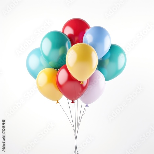 colorful balloons floationg on white background