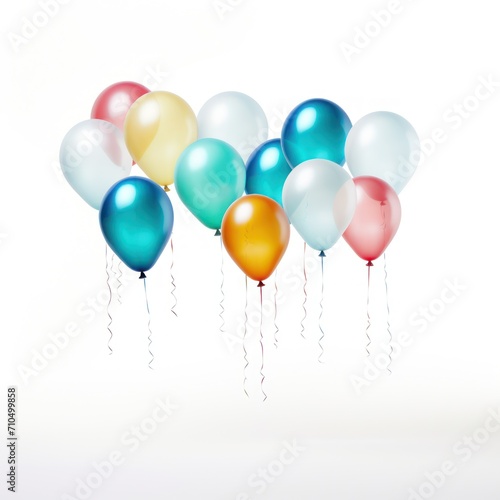 colorful balloons floationg on white background