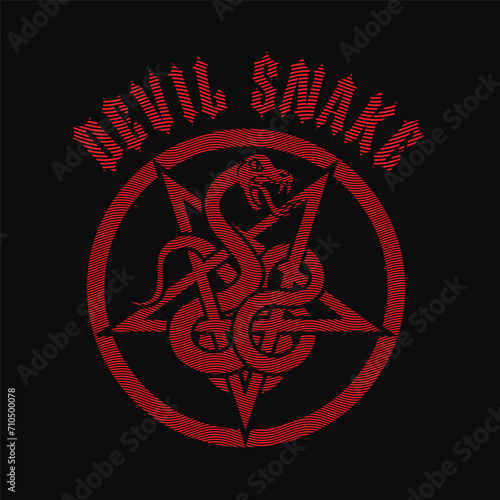 
occultic sign with pentogram and snake, grunge vintage design t shirts