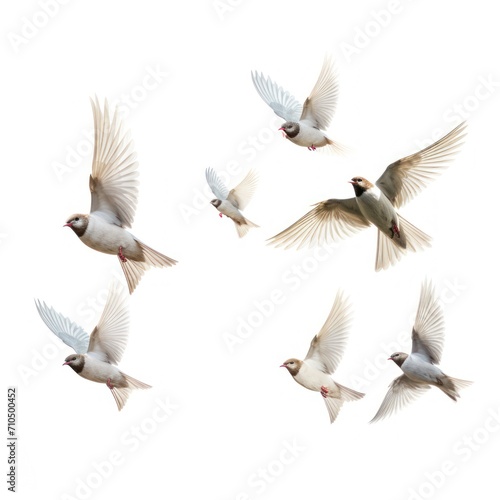 flying bird on white background