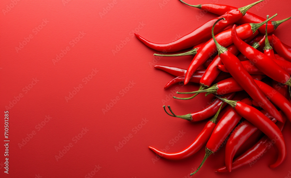 Red chili over red pastel background Red chili over red pastel background