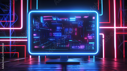 Futuristic Computer display in neon lighting