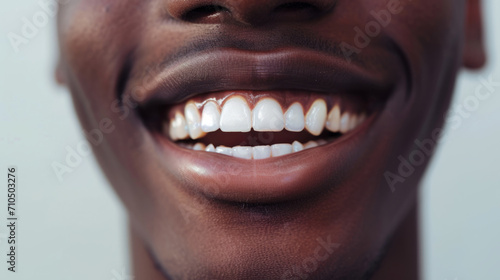 Closeup smile with beautiful teeth. Man's smile