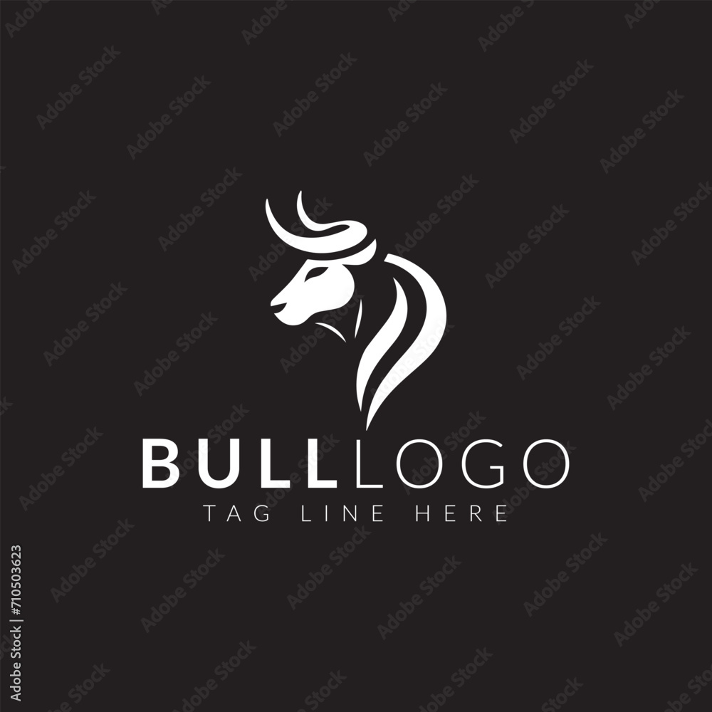 A Majestic Bull Logo Commands Attention on a Black Canvas A Majestic Bull Logo Commands Attention on a Black Canvas