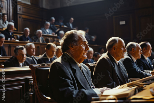 People at a meeting in the courtroom. AI generative photo