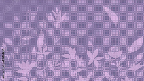 Abstract halftone background with silhouettes of home flowers. Vector illustration. 